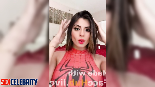 Celaine's ASMR shows off her big dick in sexy schoolgirl and Spider-Woman cosplays