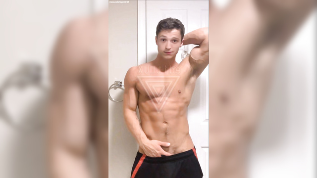 Sexy Tom Holland hot scene jerking off near the mirror