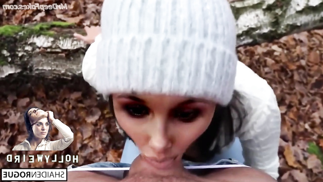 DeepFake Millie Bobby Brown loves to suck cock in the woods