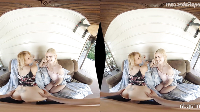 Nude Alanah Pearce & Elyse Willems have fun in VR porn