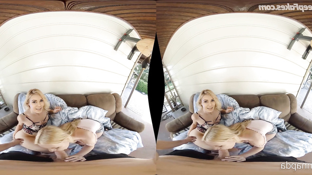 Nude Alanah Pearce & Elyse Willems have fun in VR porn