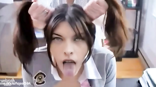 Milla Jovovich - rough doggystyle fuck with cute schoolgirl /fakes