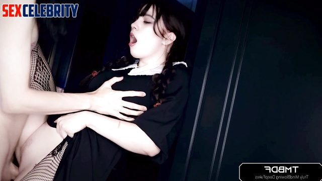 Sneaky fuck with Wednesday Addams - fake Jenna Ortega