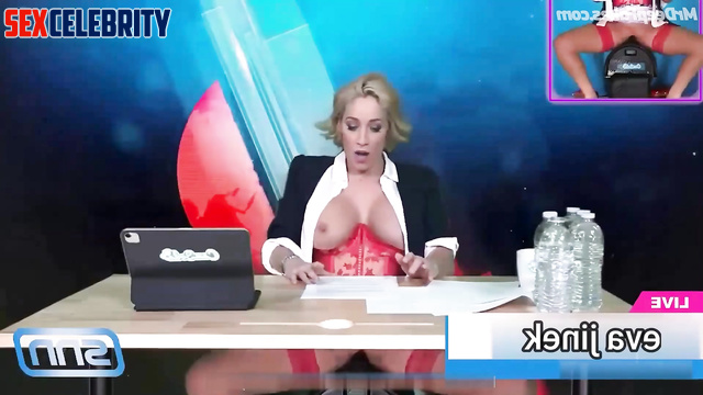 Busty milf broadcasting news naked / Eva Jinek solo sex tape