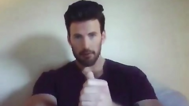 Fake Chris Evans - sexy young handsome guy jerking off on camera