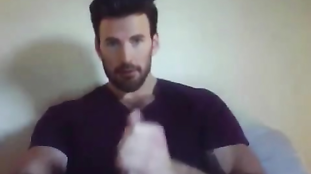 Fake Chris Evans - sexy young handsome guy jerking off on camera