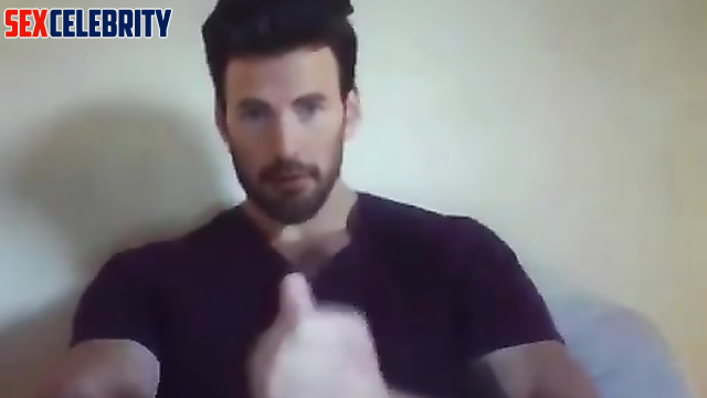 Fake Chris Evans - sexy young handsome guy jerking off on camera