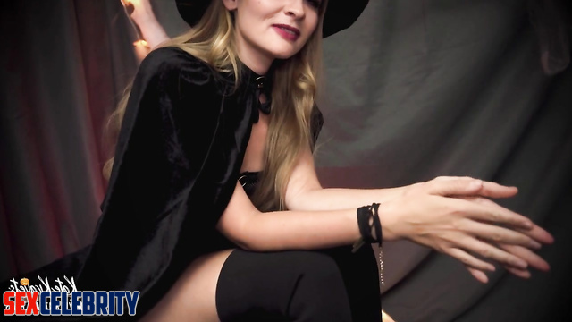 Halloween fakes - Horny witch Avril Lavigne makes him cum 3 times