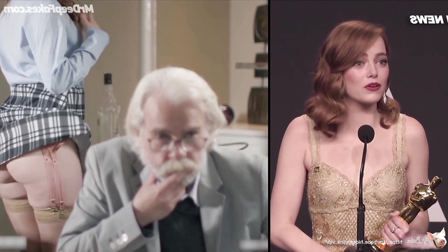 Adult Emma Stone seduces a guy with her delicious ass