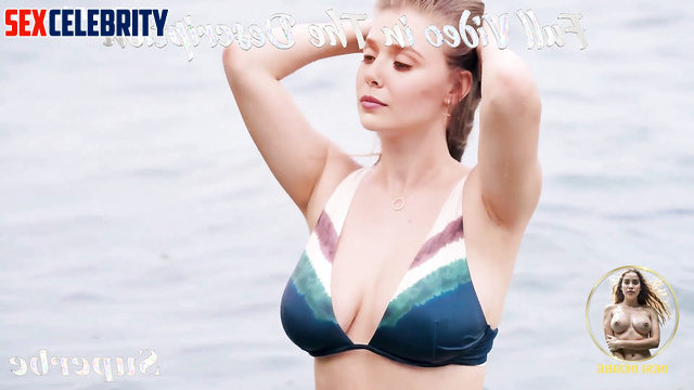 Busty girl wants to quickly take off her swimsuit (Elizabeth Olsen AI)