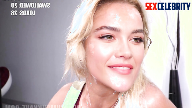 Florence Pugh gets her face covered in cum [deepfake bukkake]