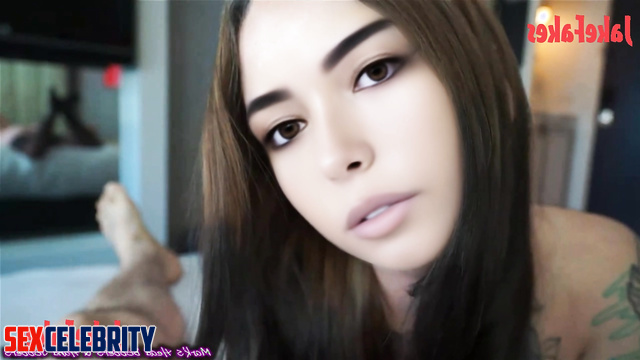Beauty brunette Madison Beer makes a blowjob in stockings, adult tapes