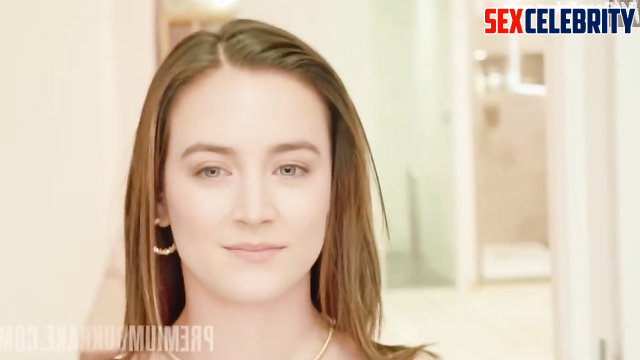 Lustful Saoirse Ronan really enjoying bukkake party / threesome porn