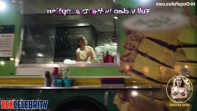 Dirty bitch Michelle Rodriguez showed boobs near the food truck, fakeapp