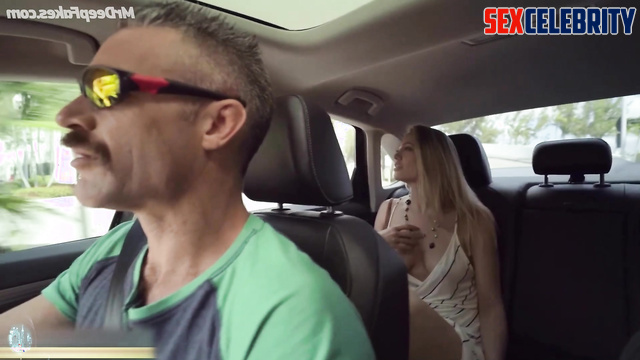 Horny milf started masturbating in the car - Angelina Jolie deepfake porn