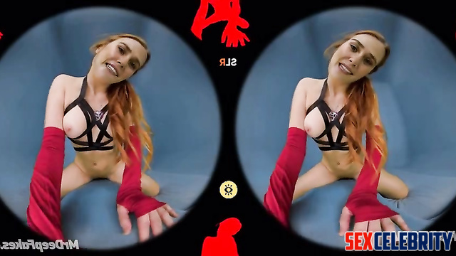 Redhead lady fucking alone with a dildo, watch, Elizabeth Olsen real fake